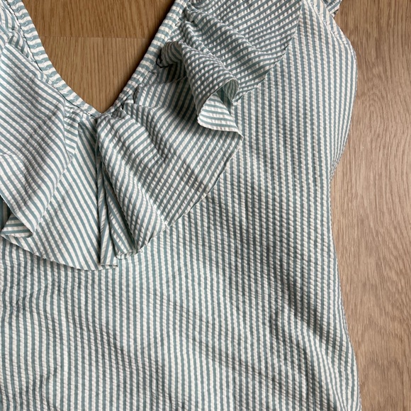 Jessica Simpson Blue Ruffle One Piece Swimsuit LARGE - Picture 2 of 7